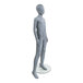 An Econoco Slate 8-Year-Old Unisex Mannequin standing on a glass base.