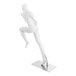 A white Econoco male sprinter mannequin running on a metal stand.