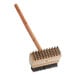 A Choice double head grill brush with steel bristles and a wooden handle.