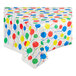 A Table Mate plastic table cover roll with colorful balloons on it.
