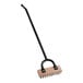 A black and wooden Choice carbon steel bristle grill brush with a long handle.