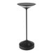 An Abert Tempo charcoal table lamp with a round white base.