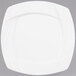 A CAC Garden State white square porcelain plate with a curved edge.