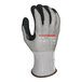 A gray Armor Guys Kyorene work glove with black and white HCT Microfoam Nitrile coating on the palm.