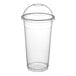A clear plastic Choice plastic cup with a dome lid.