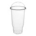 A clear plastic Choice plastic cup with a dome lid.