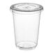 A 10 oz. clear PET plastic cup with a flat lid.