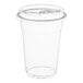 A 16 oz. clear plastic cup with a strawless sip lid.