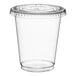 A clear plastic Choice cold cup with a flat lid.