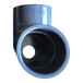 An Ashland PolyTrap FLOW-20 blue pipe fitting with a hole.