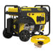 A yellow and black Champion portable generator with a wheel kit and 25' extension cord.