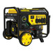 A black and yellow Champion portable generator with wheels.