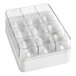 An Ateco plastic storage box with 12 compartments and a clear lid.