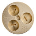 A circular brass Estella gnocchi pasta die with three holes in it.
