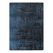 A Joy Carpets Kid Essentials Deep Water Rectangle Area Rug with a dark abstract design in blue and black.