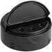 A 53/485 black plastic Dual-Flapper Spice Lid with 3 Holes.