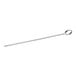 A 8" stainless steel flat skewer with a long handle.