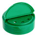 A green plastic spice lid with three holes.