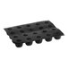 A black Pavoni silicone baking mold with 20 cavities.