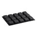 A black rectangular Pavoni silicone baking mold with square cavities.