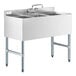 A stainless steel Regency underbar sink with three bowls and a faucet.