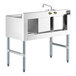 A Regency stainless steel underbar sink with two bowls, faucet, and right drainboard.