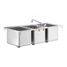 A Regency stainless steel three compartment drop-in sink with a faucet.