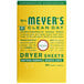 A yellow box of Mrs. Meyer's Clean Day Honeysuckle dryer sheets with white and green text.
