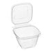 A clear plastic Inline Plastics Safe-T-Chef container with a dome lid.