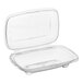 A case of 136 Inline Plastics clear plastic rectangular hinged containers with dome lids.