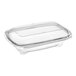 A clear plastic Inline Plastics Safe-T-Chef deli container with a dome lid.