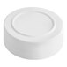 A 48/485 white unlined polypropylene spice cap with a circular edge on a white surface.