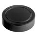 A 63/485 black polypropylene spice cap with a circle in the middle.