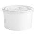 A white paper food container with a white lid.