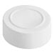 A 43/485 white polypropylene spice cap with a circle in the middle on a white background.