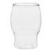 A clear Tossware plastic taster glass with a curved bottom.