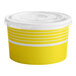 A yellow container with a white lid.