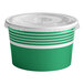 A green and white Choice paper cup with a flat lid.