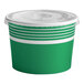 A green and white Choice paper frozen yogurt cup with a flat lid.