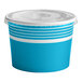 A blue paper Choice frozen yogurt container with a flat lid.