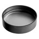 A black circular 63/485 Black Induction-Lined Polypropylene Spice Cap with a round lid.