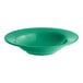 An Acopa Foundations green melamine bowl with a white background.