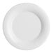 A close-up of an Acopa Foundations white melamine plate with a white rim.