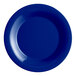 A blue Acopa Foundations melamine plate with a wide rim.