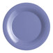 A close-up of a purple Acopa Foundations wide rim melamine plate.