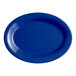 An Acopa Foundations blue melamine platter with a wide rim.