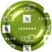 A green Nespresso Professional Leggero coffee cup on a saucer.