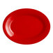 A red platter with a wide rim.