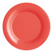 An orange Acopa Foundations melamine plate with a wide rim.