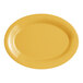 A yellow oval Acopa Foundations melamine platter with a wide rim.